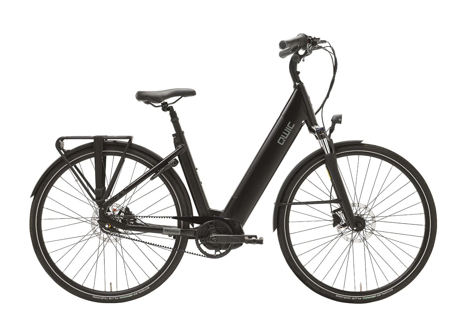 Qwic Elektrische stadsfiets Premium i-MN7+ Belt Dames framemaat L... Mat zwart