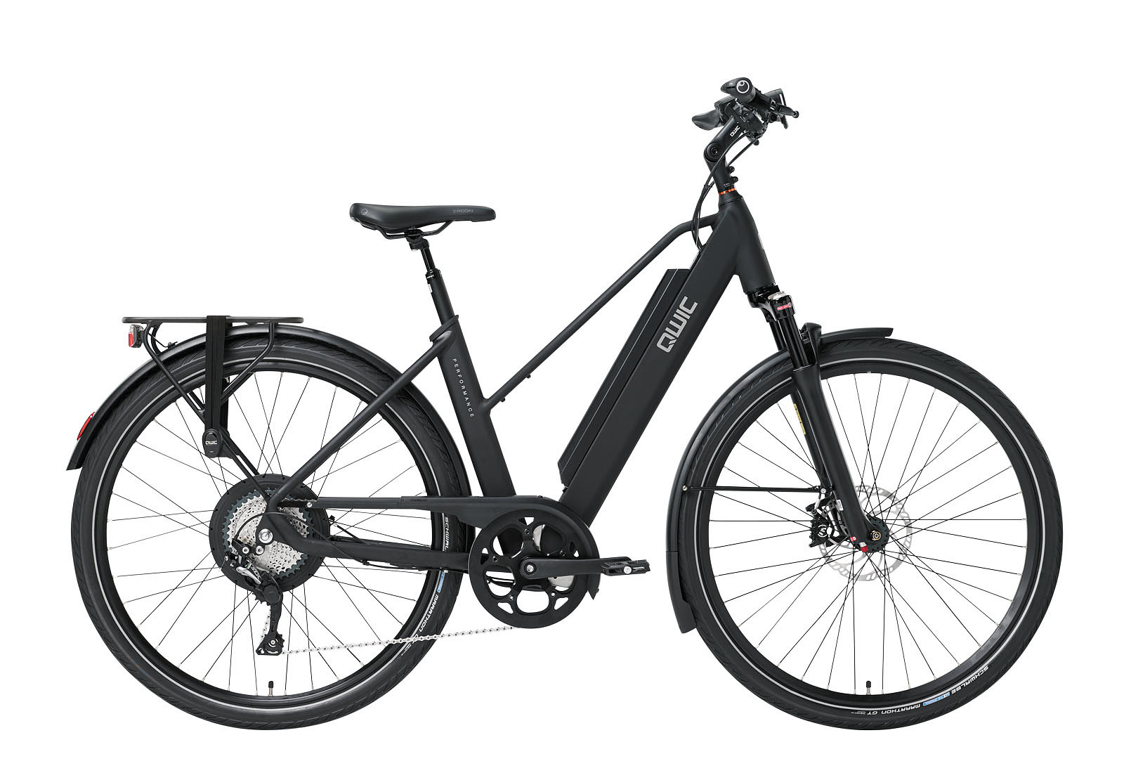 Qwic Elektrische stadsfiets Performance RD11 uni framemaat M Mat... Mat zwart