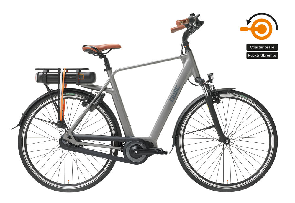 Qwic Elektrische stadsfiets Premium MN7c Heren framemaat L Grijs... Grijs