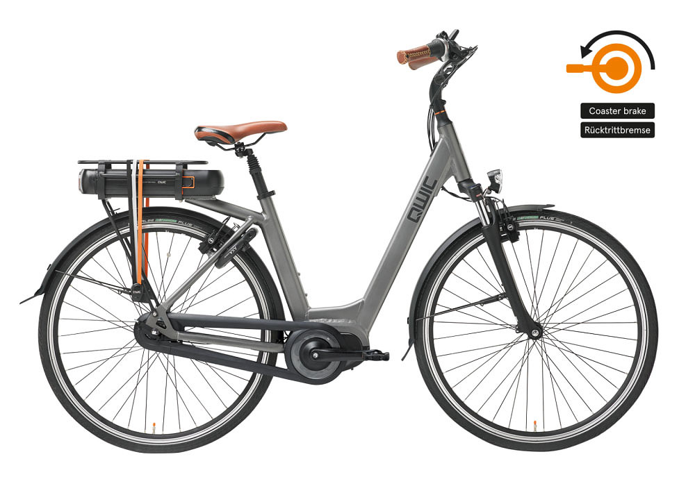 Qwic Elektrische stadsfiets Premium MN7c Dames framemaat L Grijs... Grijs