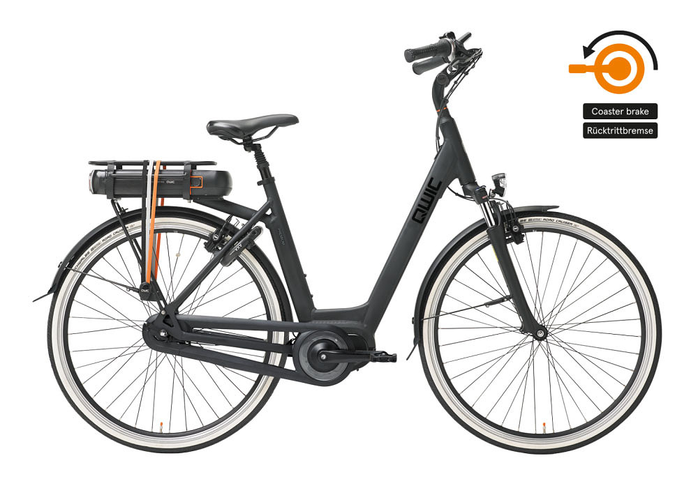 Qwic Elektrische stadsfiets Premium MN7c Dames framemaat L Mat... Mat zwart