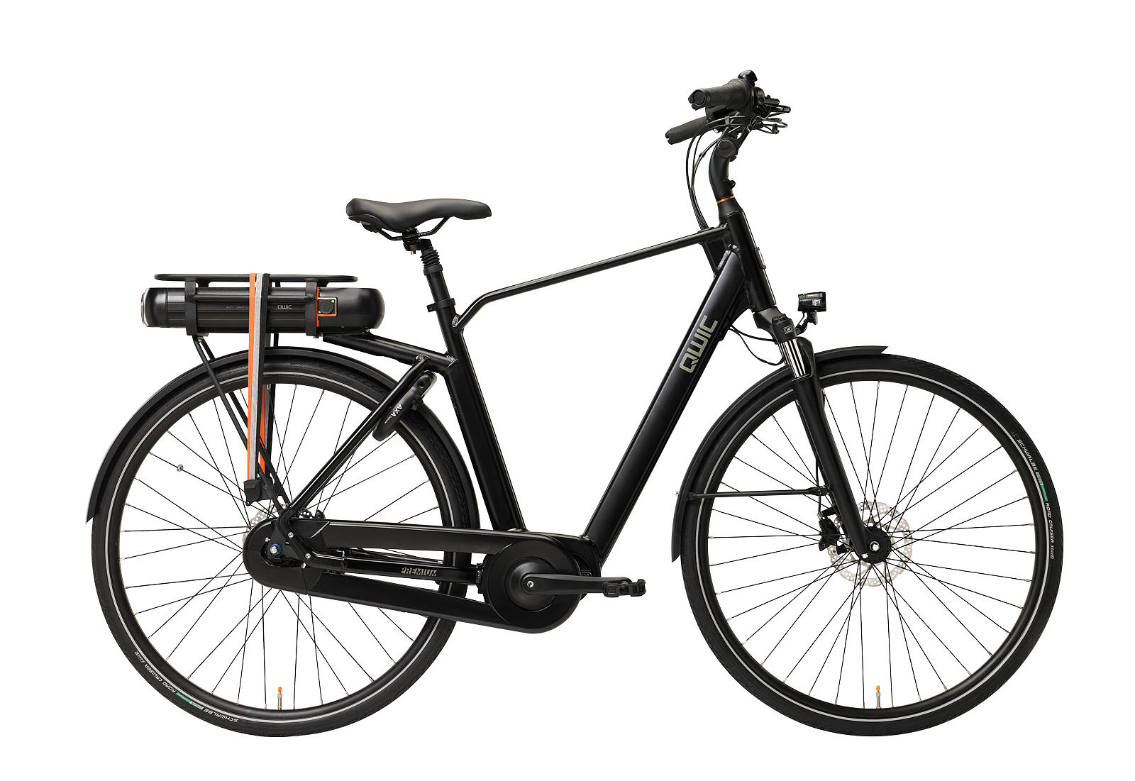 Qwic Elektrische stadsfiets Premium MN7D Heren framemaat L Mat... Mat zwart