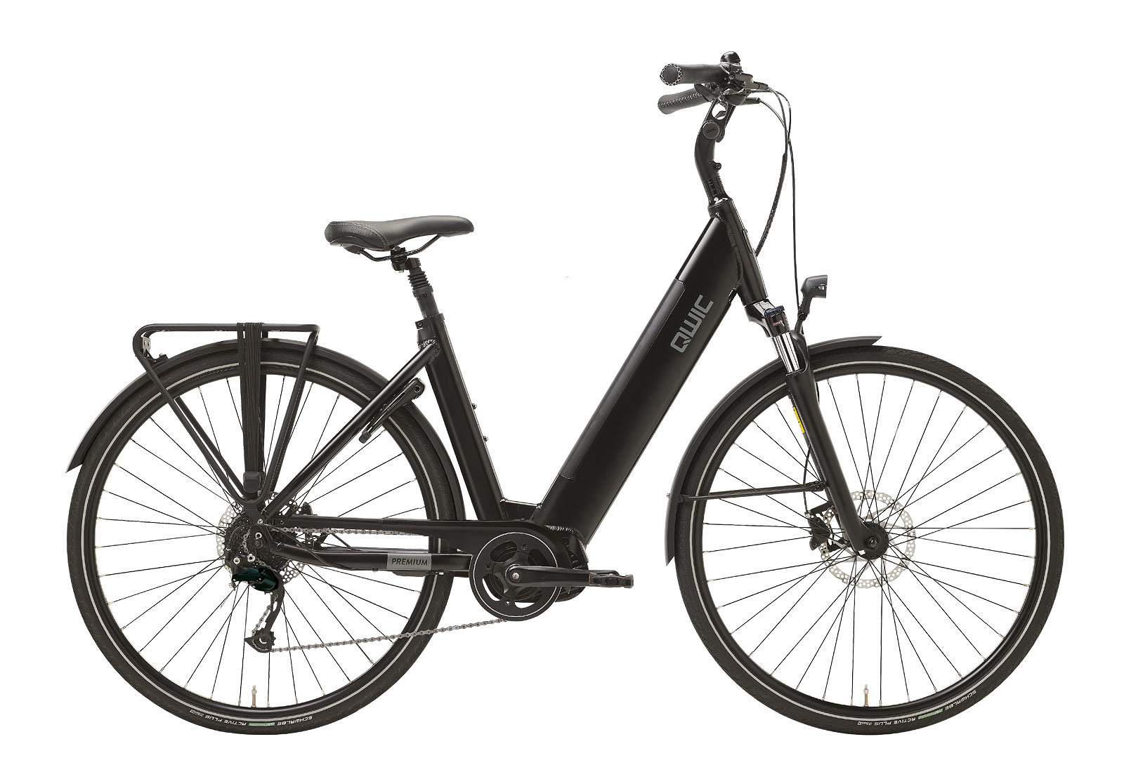 Qwic Elektrische stadsfiets Premium i-MD9 Dames framemaat L Mat... Mat zwart