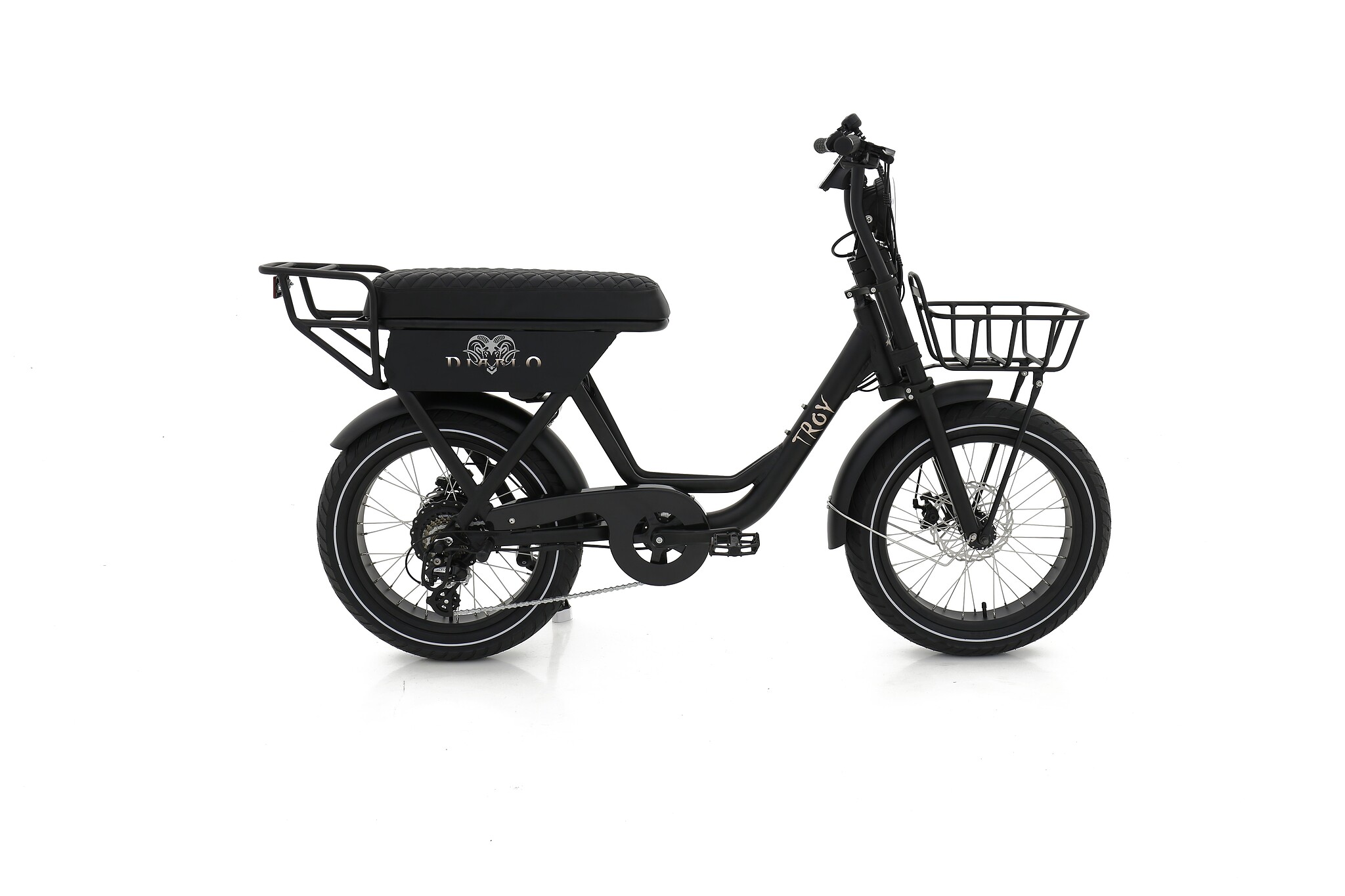 Troy elektrische fiets Diablo 7 speed mat zwart Mat zwart