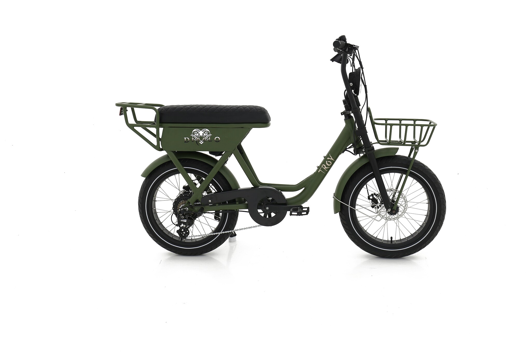 Troy elektrische fiets Diablo 7 speed mat groen Groen