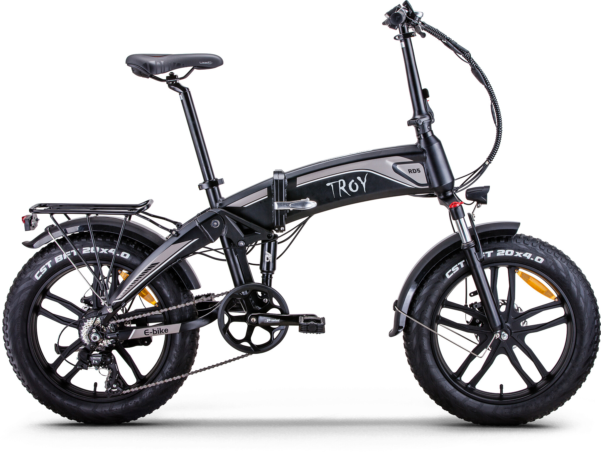 Troy Elektrische Vouwfiets All-Road 7sp mat zwart-grijs 360 Watt