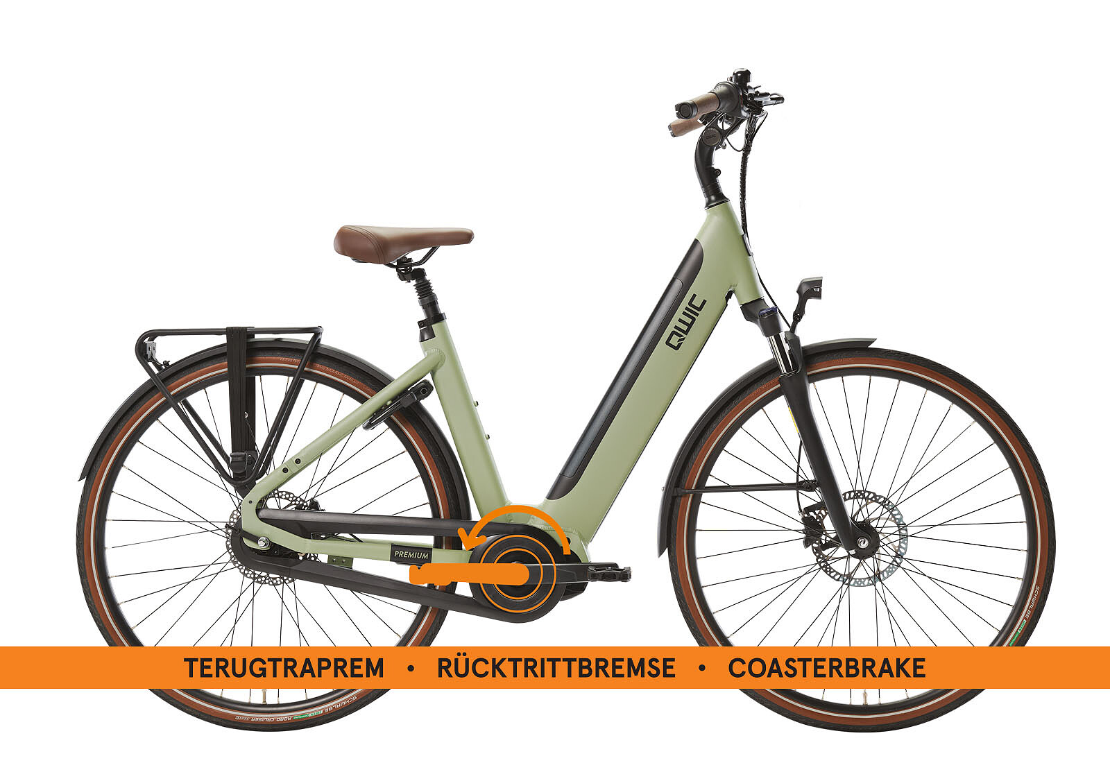 Qwic Elektrische stadsfiets Premium I-MN8C Dames framemaat L Licht... Licht groen