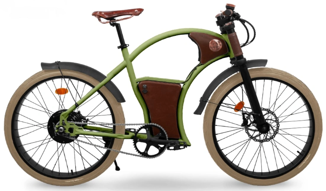 Elektrische Beach Cruiser Fiets Retro Rayvolt Torino Groen 1000Wh 25km/h