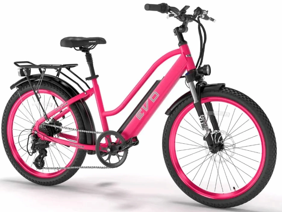Sportieve Elektrische Fiets Dames 26 Inch EVO 250W Roze