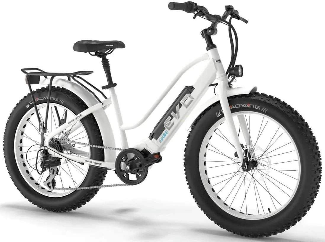 Elektrische Fatbike Dames Fiets Middenmotor 24 Inch Polini 250W Wit