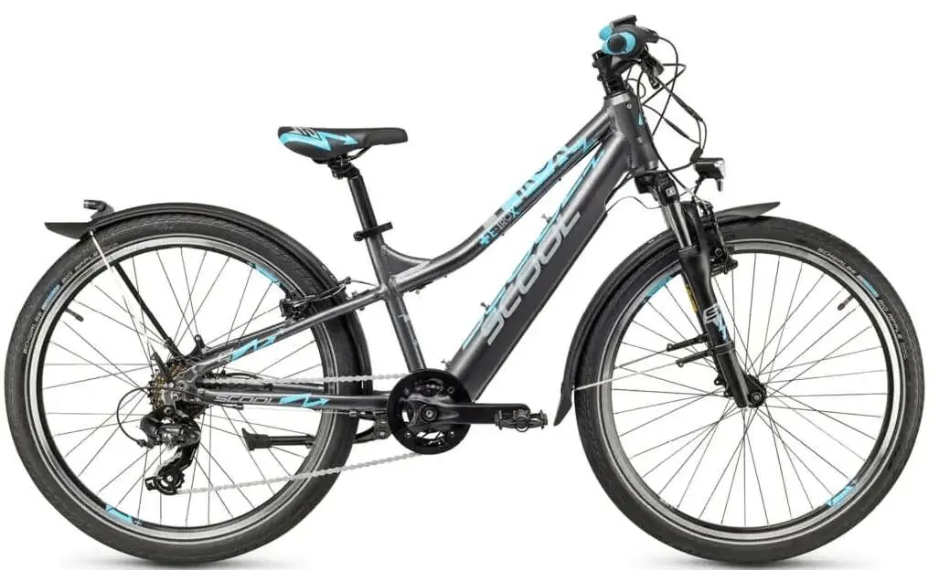 Lichtgewicht Elektrische Kinderfiets S'cool e-troX 24"7S Grijs