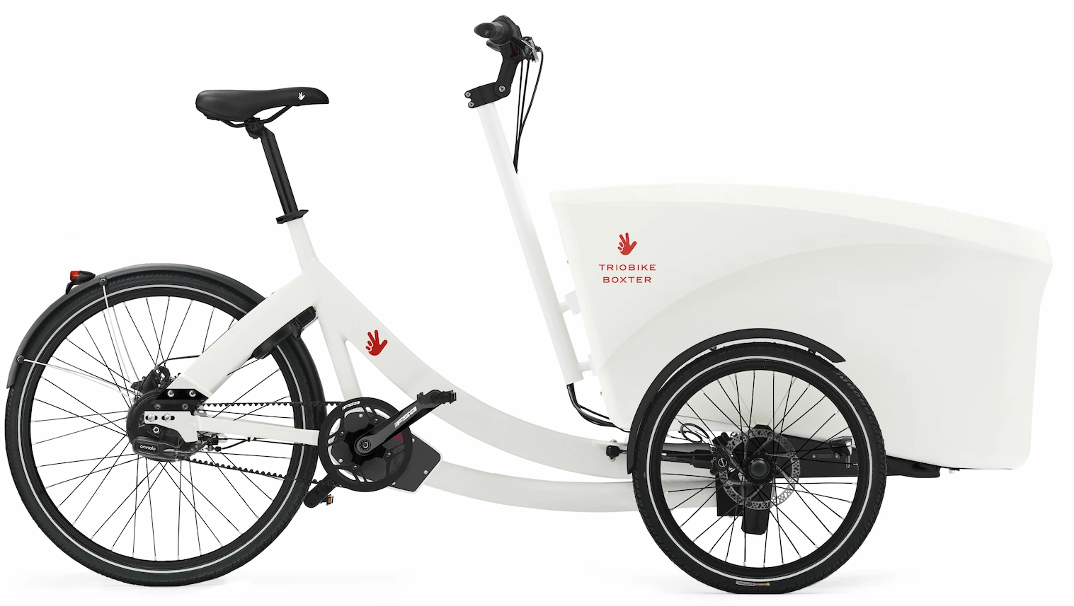 Elektrische Bakfiets Triobike Boxter Driewieler Riemaandrijving Wit