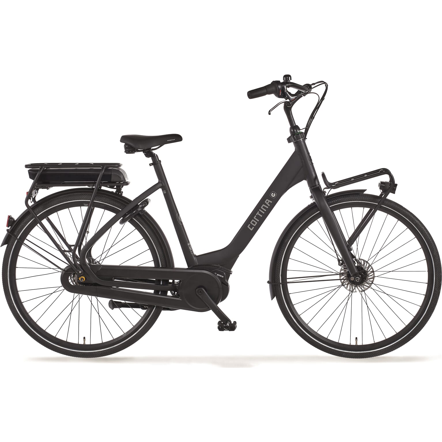 Cortina E-Common Damesfiets 50 cm Jet Black Matt RB7 Activeline Middenmotor