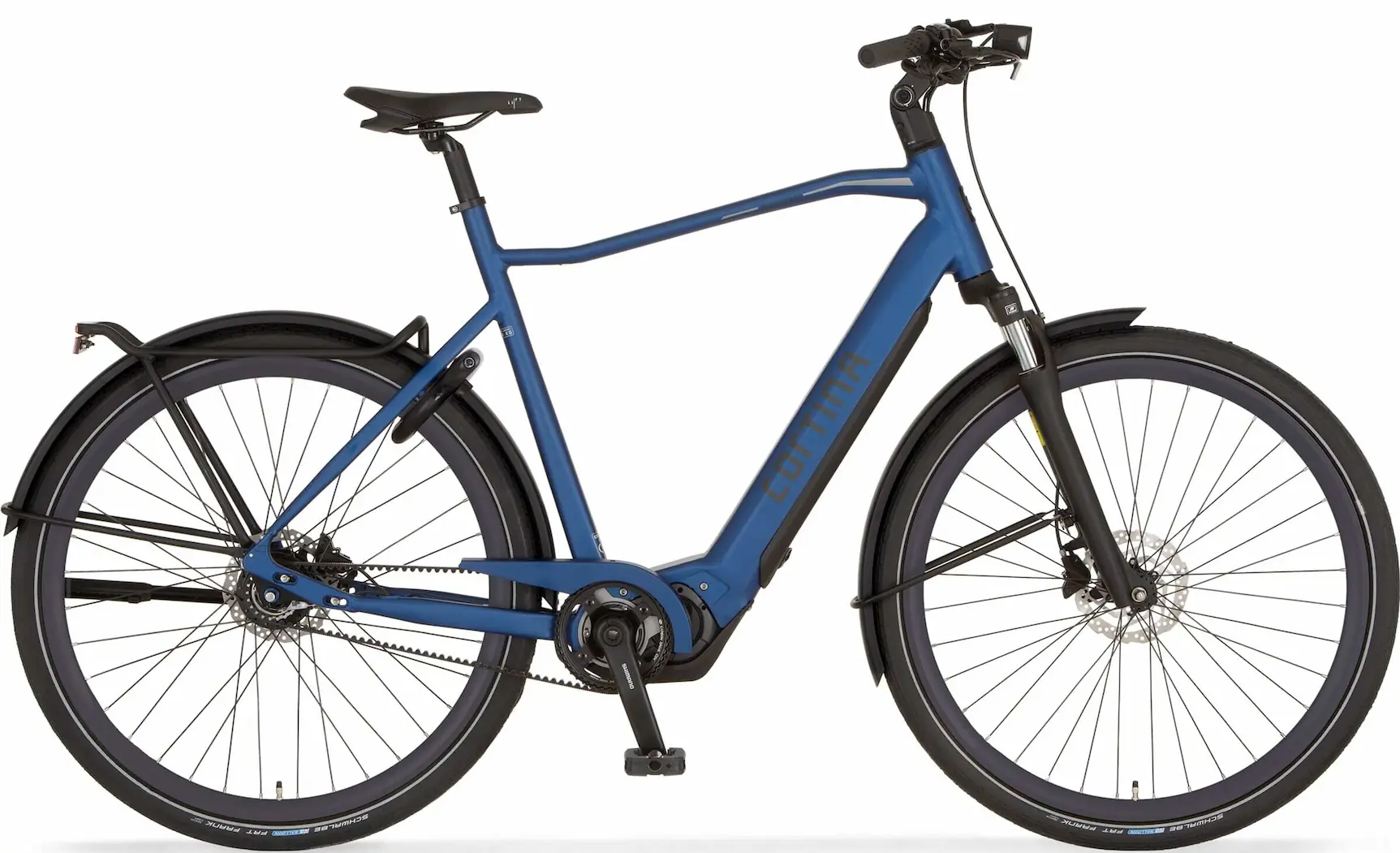 Trekking Elektrische herenfiets 28 inch middenmotor Riemenantrieb Cortina E-S Pro blauw
