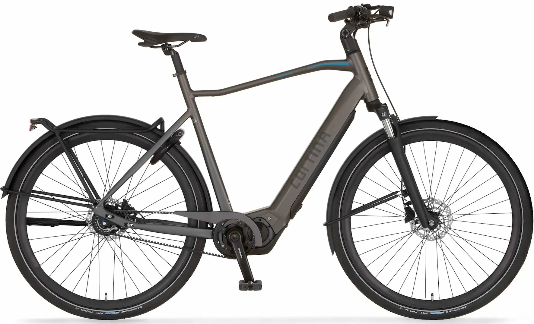 Trekking Elektrische herenfiets 28 inch middenmotor Riemenantrieb Cortina E-S Pro zwart