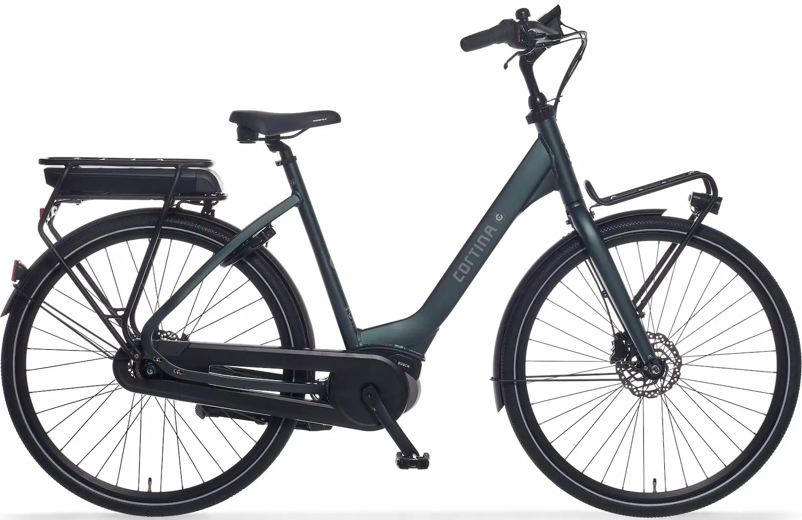 Cortina E-Common Elektrische damesfiets lage instap Bosch grijs 57cm 500Wh