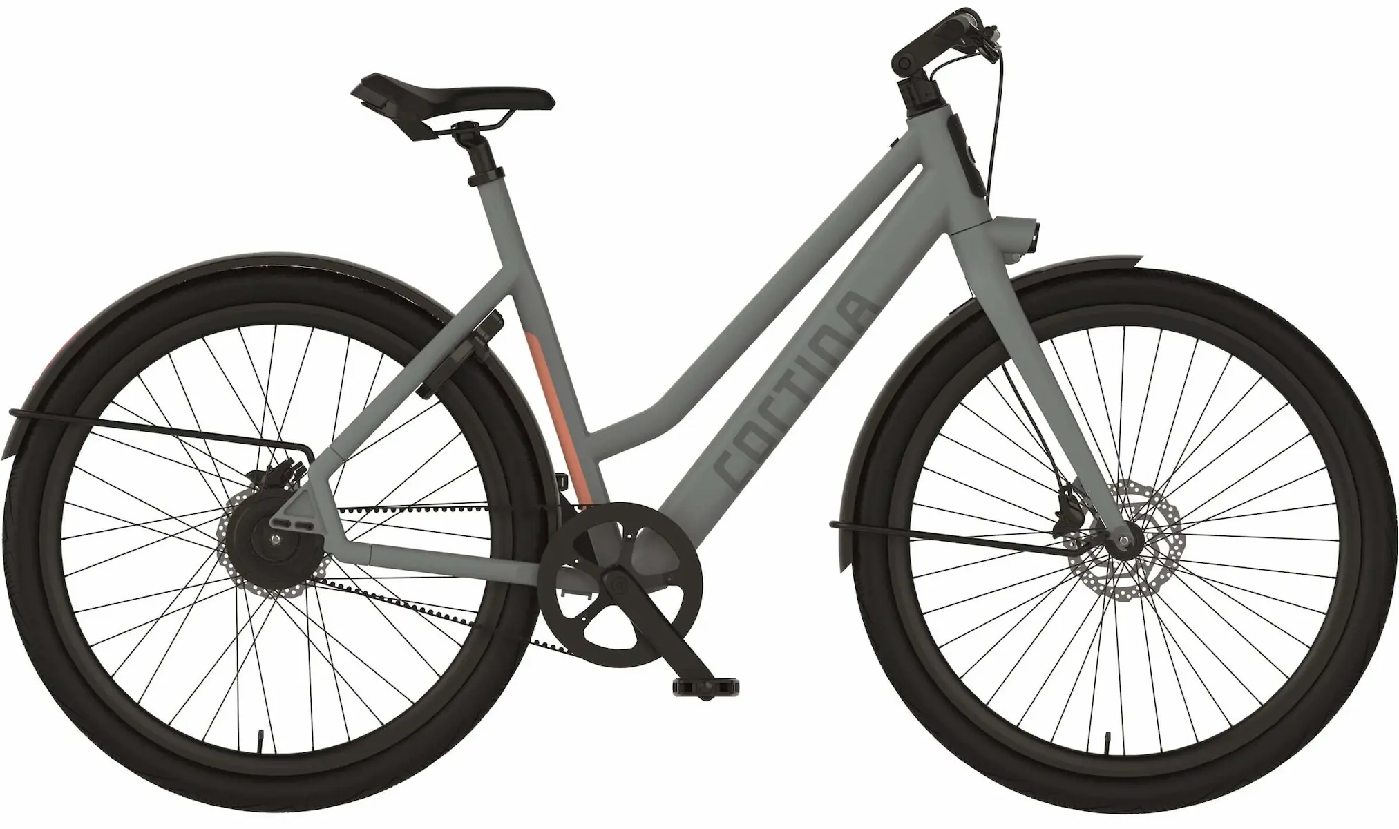 Cortina E-Lett Elektrische Fiets Dames Urban met slimme functies Grijs 50cm