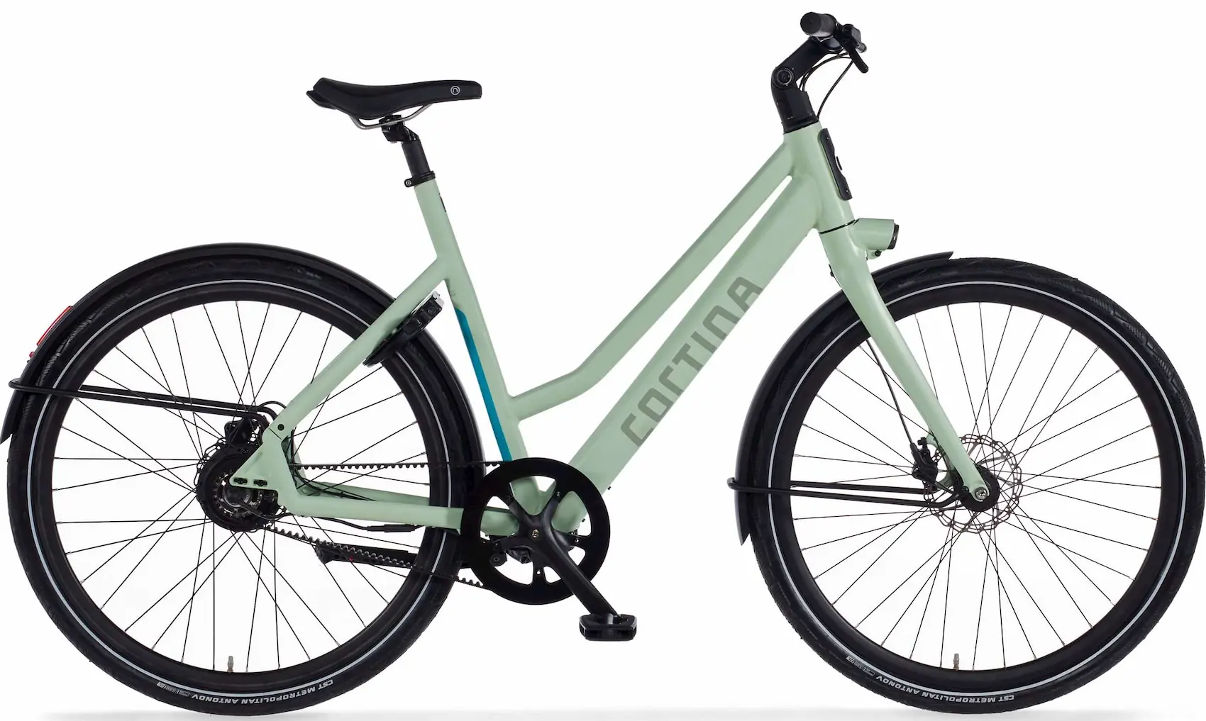 Cortina E-Lett Elektrische Fiets Dames Urban met slimme functies Groen 57cm