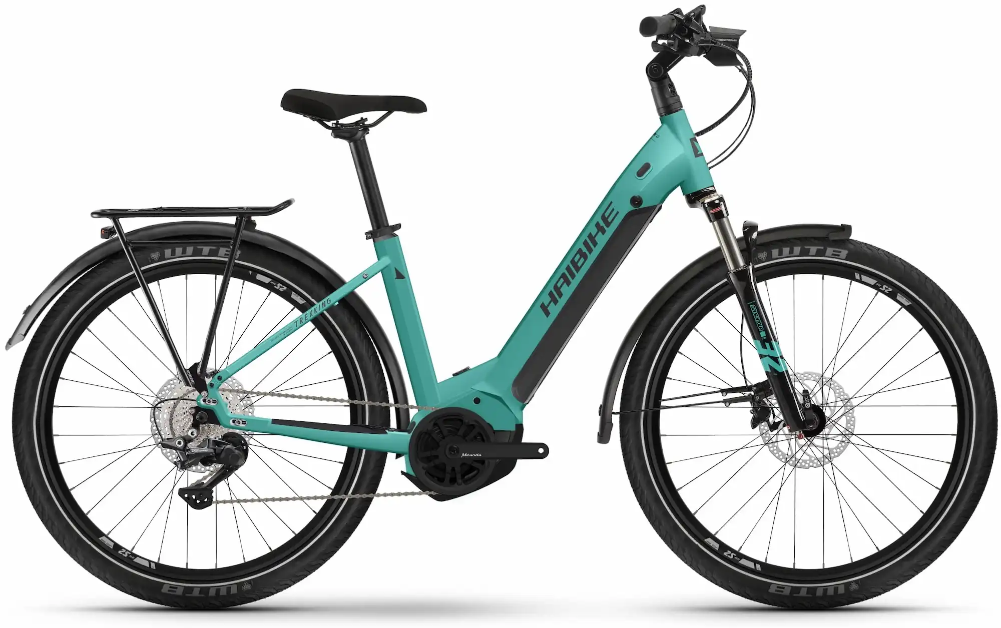 Haibike Trekking 7 Sportieve Elektrische Fiets Dames met lage instap Turquoise 46cm