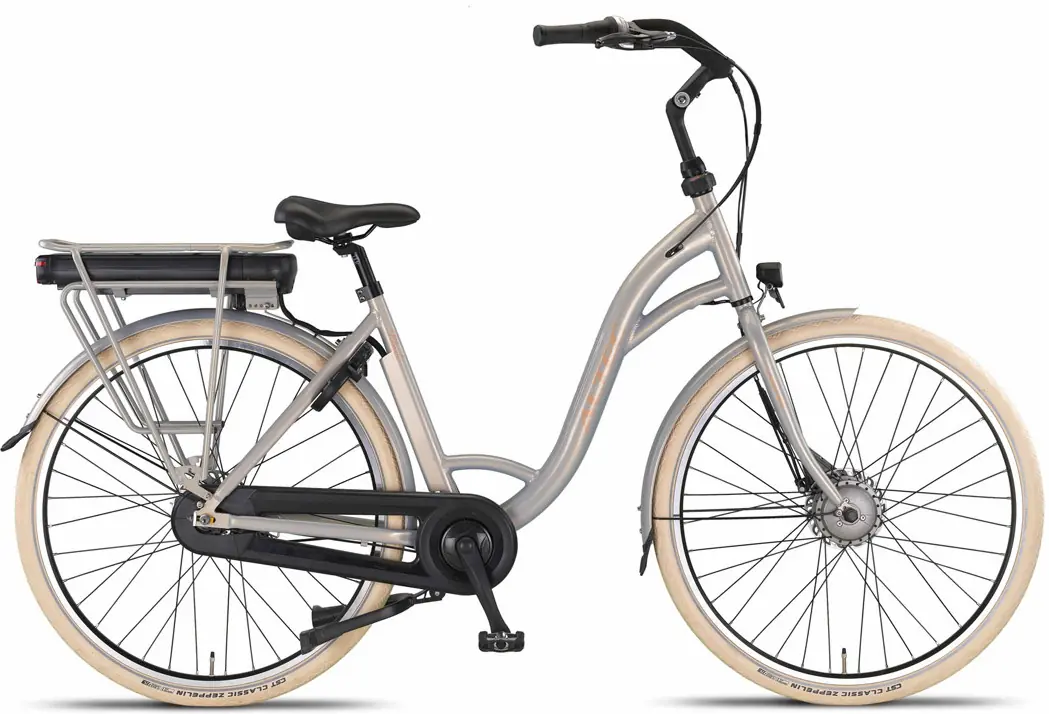 Elektrische Stadsfiets Dames 28 Inch Lage Instap Liberty Zilver