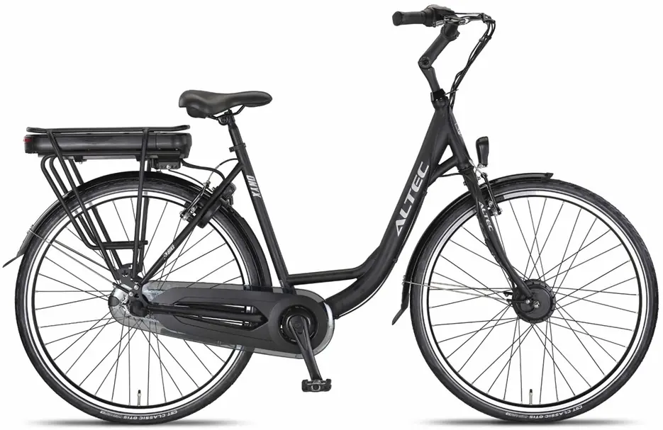 Elektrische Stadsfiets Dames 28 Inch Lage Instap Onyx Zwart