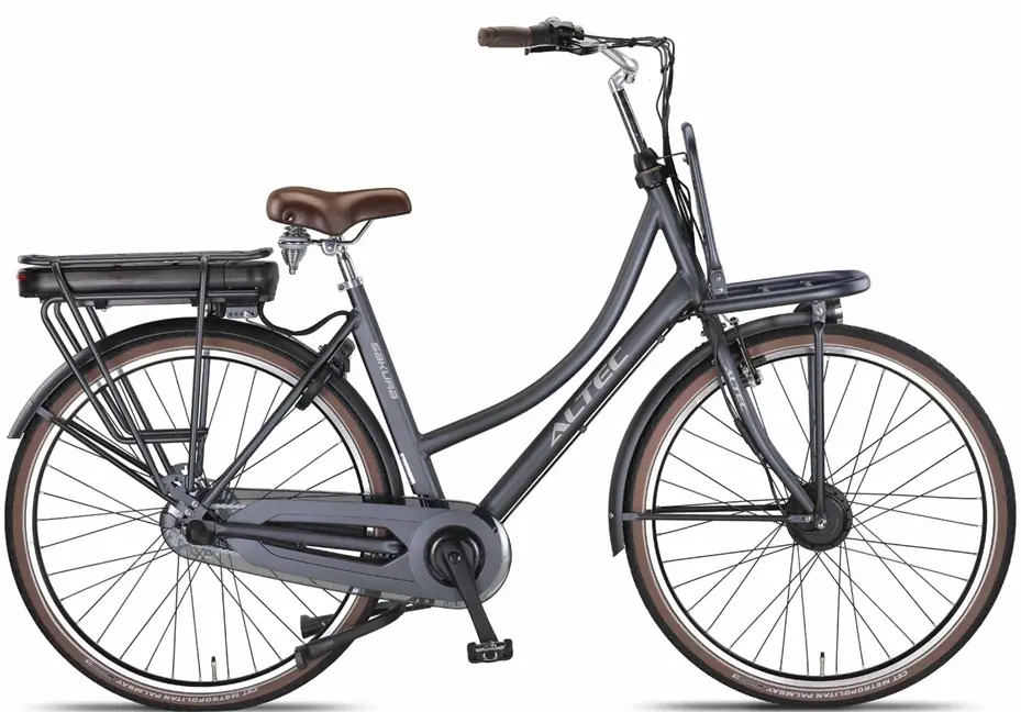 Elektrische Stadsfiets Dames 28 Inch Lage Instap Sakura Grijs