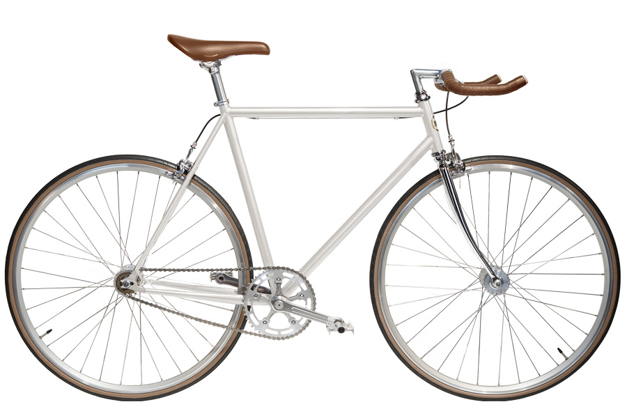 Jitensha White/Alu/Camel Single Speed Fiets