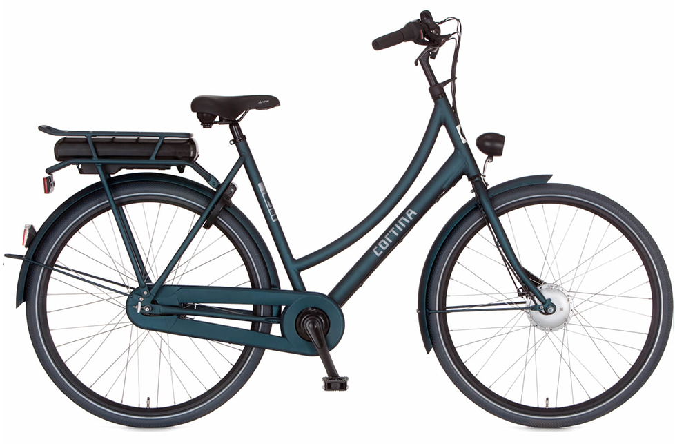 Cortina E-U1 Elektrische Damesfiets 28 inch Deep Green Matt RB7 Voorwielmotor