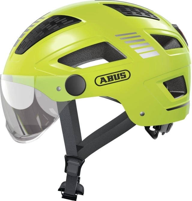 Abus Fietshelm Urban met vizier en Licht HYBAN 2.0 ACE geel XL