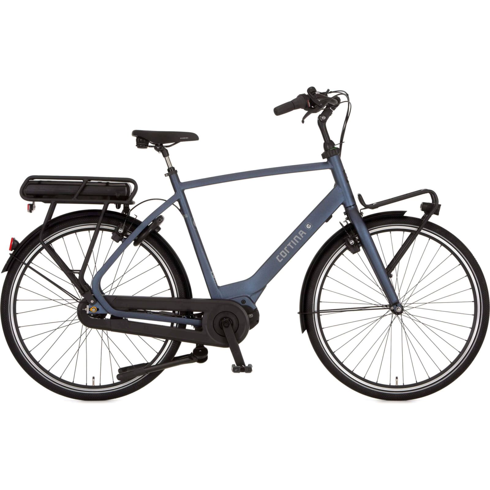 Cortina E-Common MM N8 2023 Heren Elektrische Fiets Black Blue Matt 56 Cm