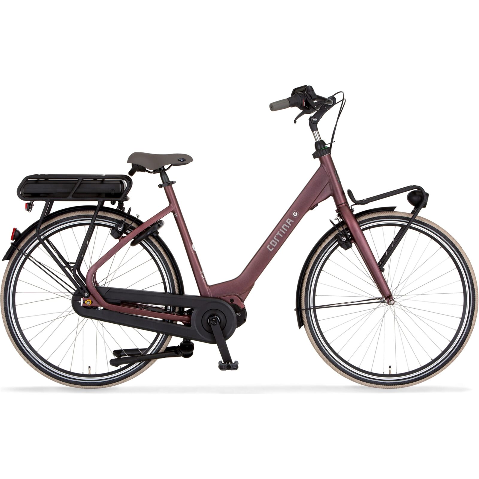 Cortina E-Common Family MM N7 2022 Dames Elektrische Fiets Black Red Matt 46 Cm