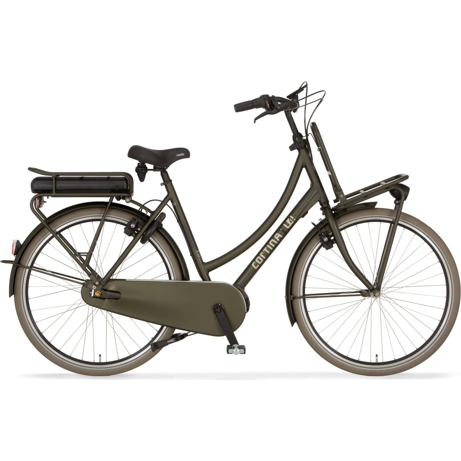 Cortina E-U4 Fashion Transport Bafang M420 N7 2023 Dames Elektrische Fiets Elegance Green Matt 50 Cm