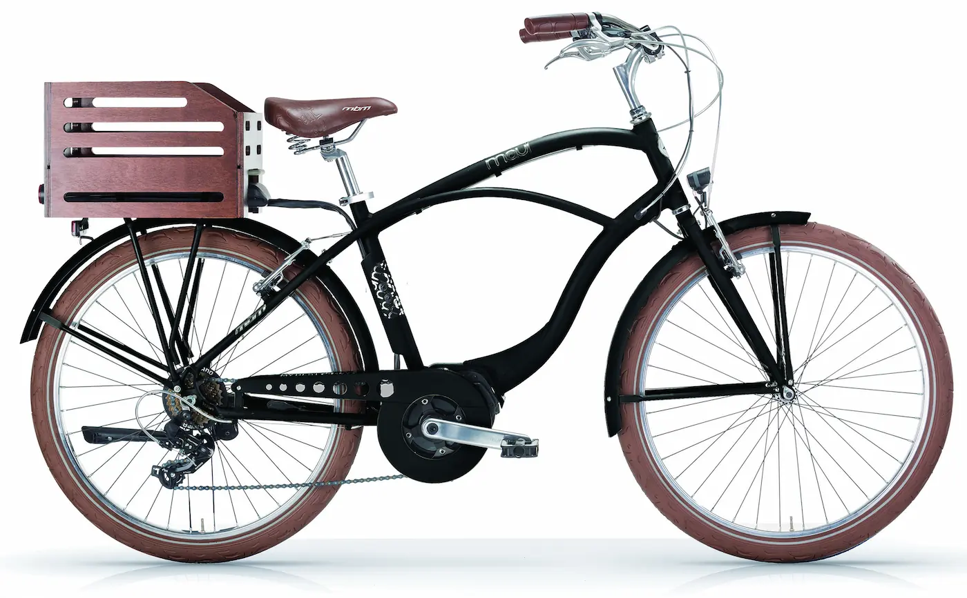 Elektrische Beach Cruiser Fiets Heren 26 Inch Middenmotor Maui Zwart
