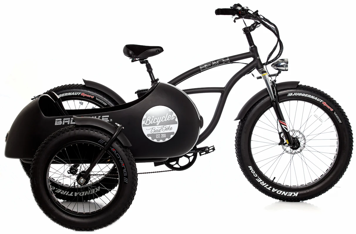 Elektrische Fatbike Zijspan Fiets Beach Cruiser Bad Bike 250W Zwart