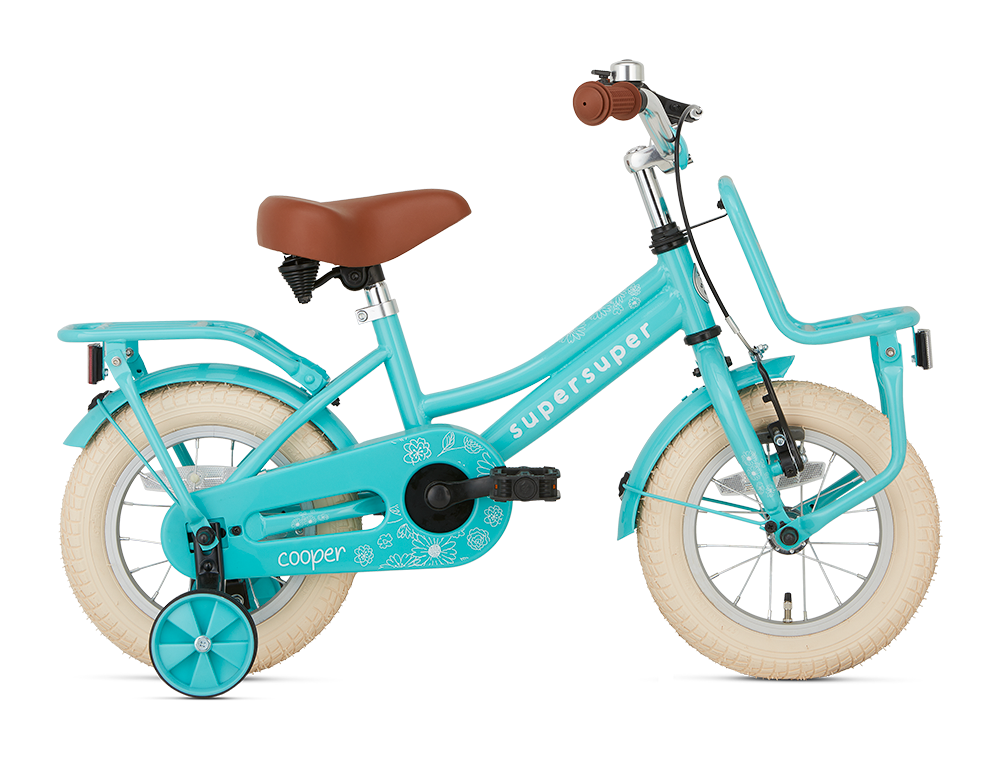 Supersuper Cooper 12 Inch 2023 Meisjes Kinderfiets Turquoise