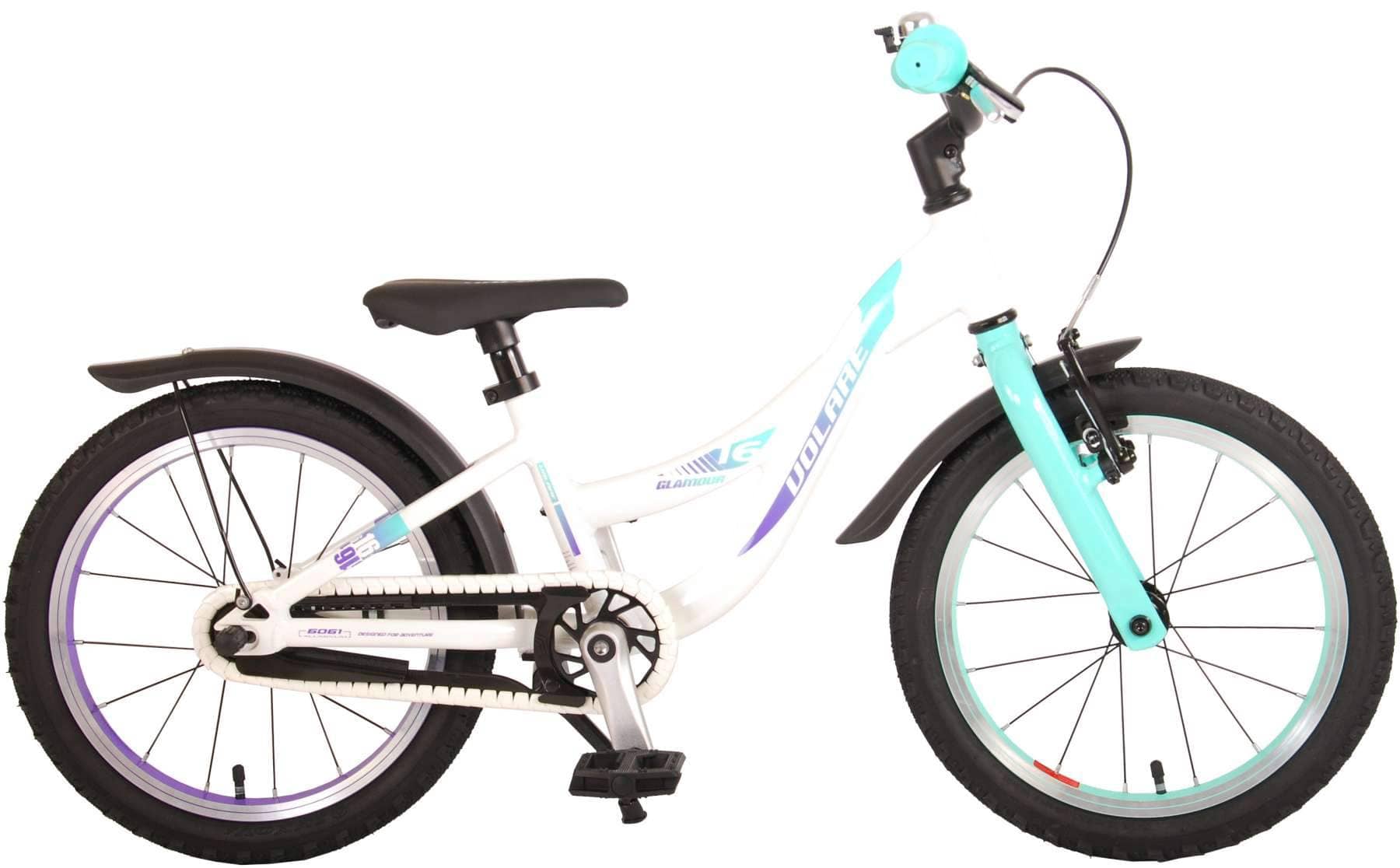 Volare Glamour 16 Inch Meisjes Kinderfiets White Green