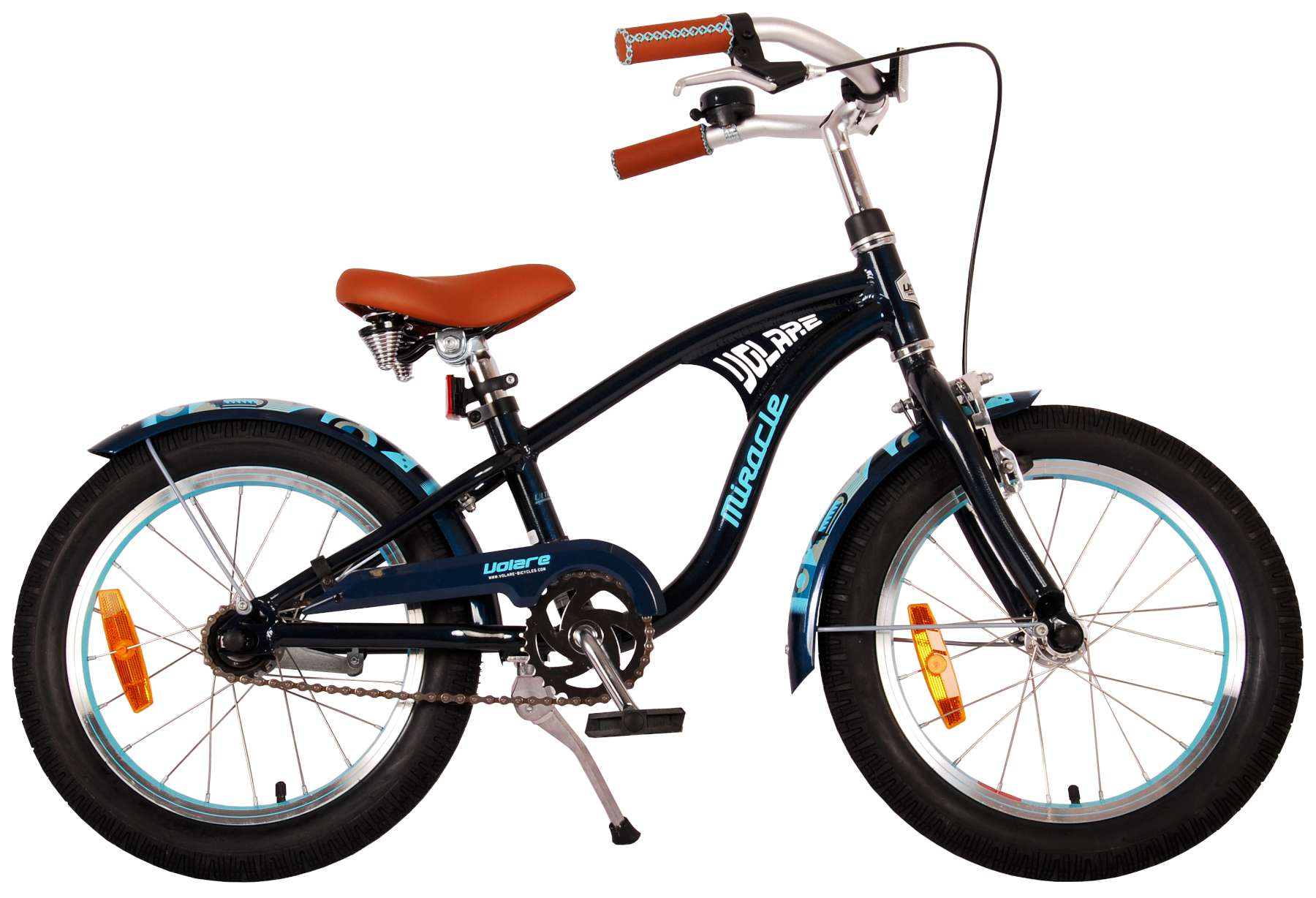 Volare Miracle Cruiser 16 Inch Jongens Kinderfiets Mat Blauw