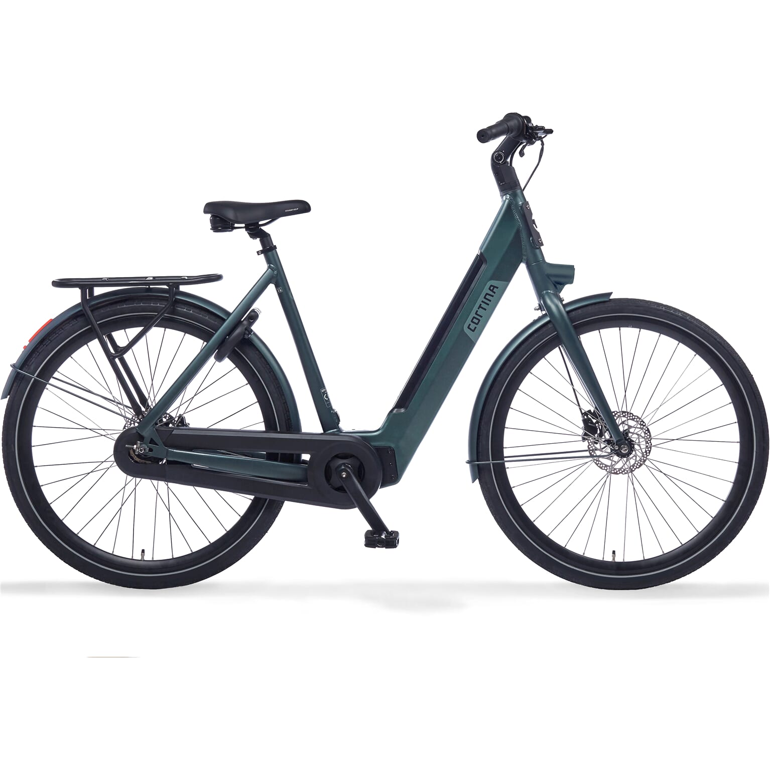 Cortina E-Nite Damesfiets Dark Green Met Matt DB7 Middenmotor