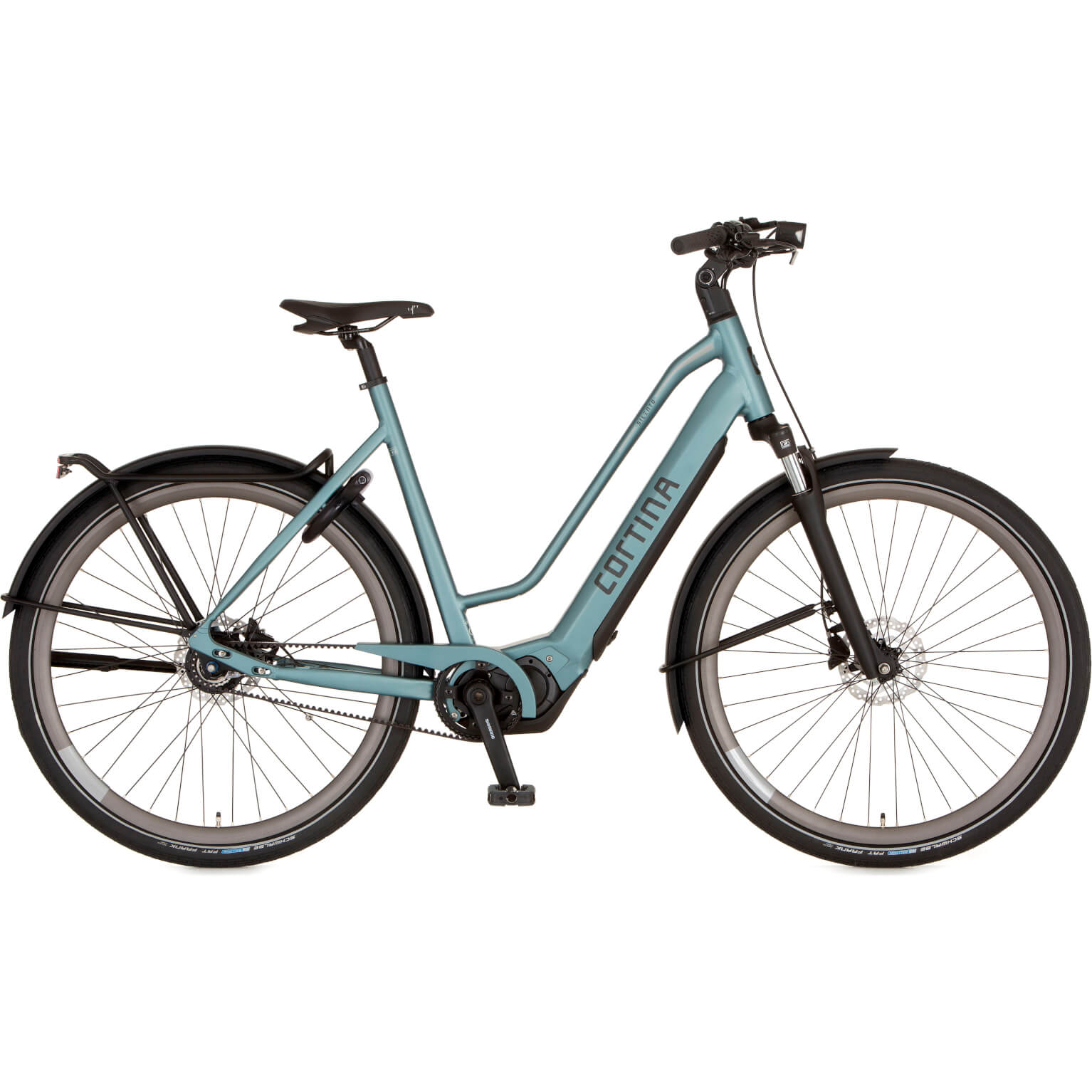 Cortina E-Silento Pro Damesfiets 50 cm Opal Green Matt DB7 Middenmotor 6100