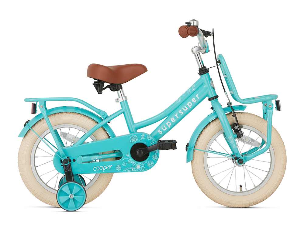 Supersuper Cooper 14 Inch 2023 Meisjes Kinderfiets Turquoise