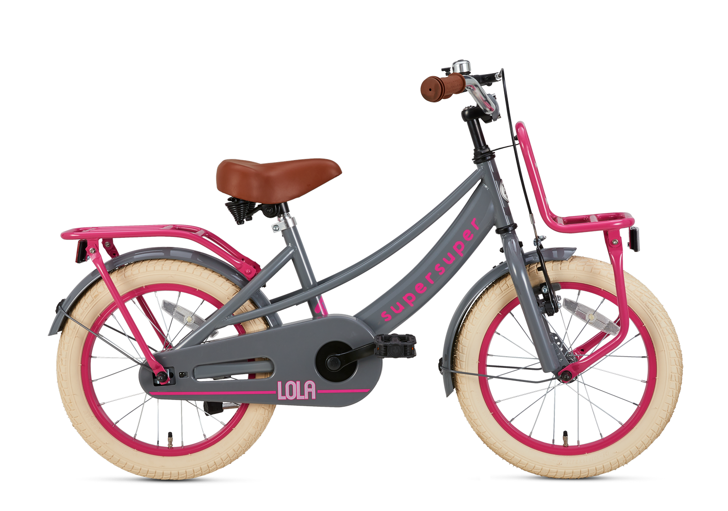 Supersuper Lola 16 Inch 2023 Meisjes Kinderfiets Grijs-Roze