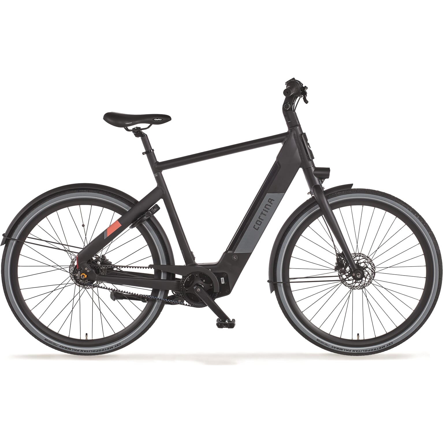 Cortina E-Blau Herenfiets 61 cm Jet Black Matt DB8 Sportdrive Middenmotor belt