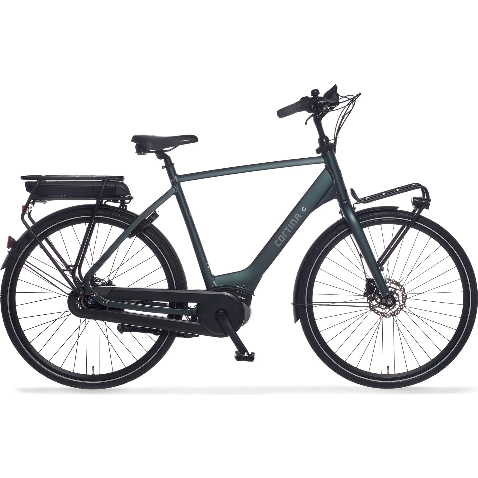 Cortina E-Common Herenfiets 61 cm Dark Green Metallic Matt DB7 Activeline+ Middenmotor