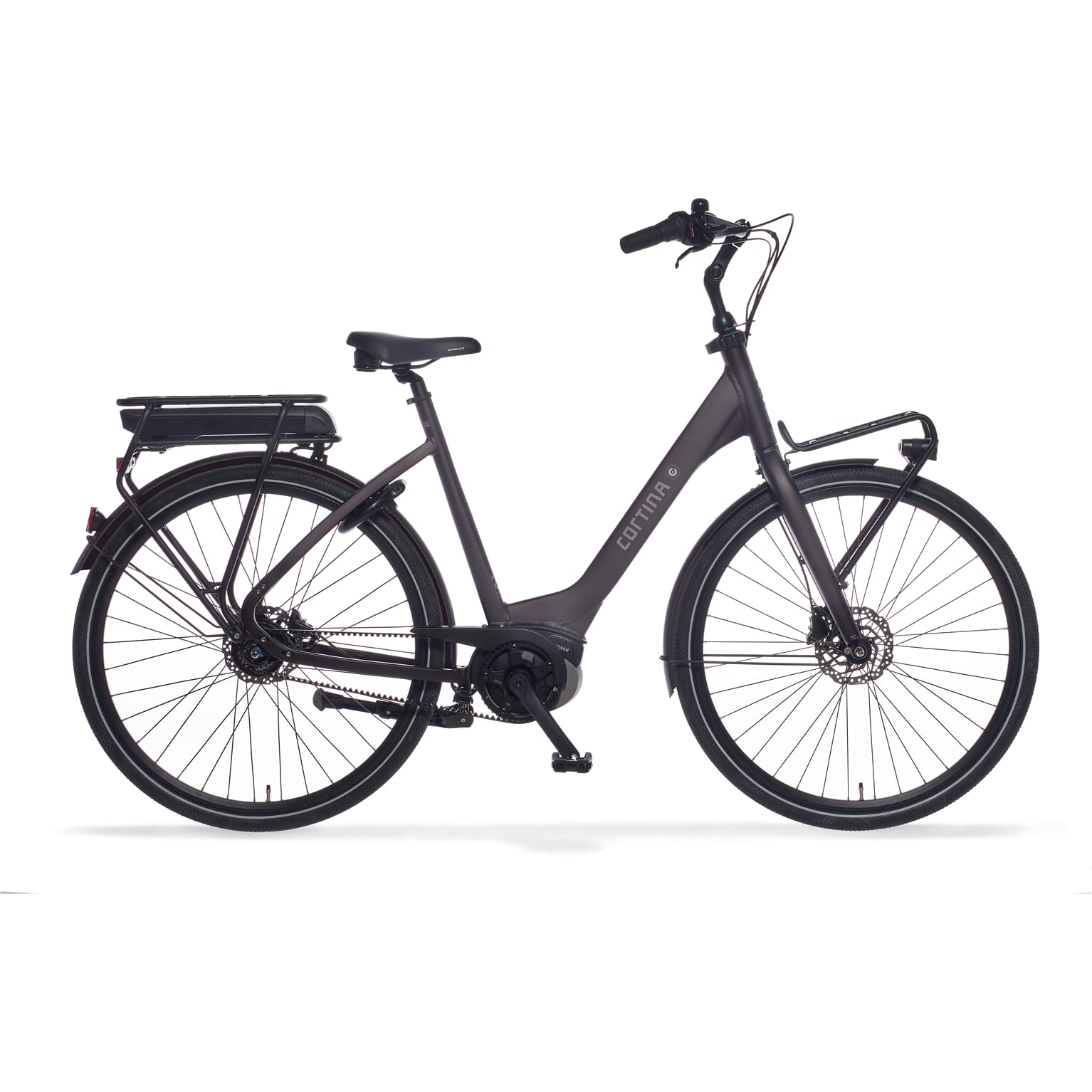 Cortina E-Common Damesfiets Demitasse Matt DB7 Activeline+ Middenmotor belt