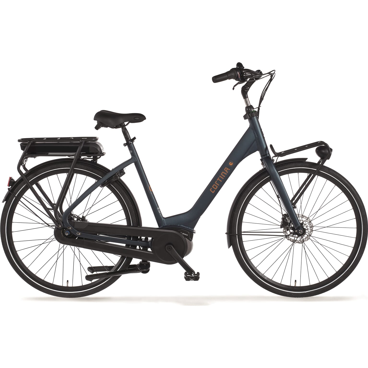 Cortina E-Common Family-fiets 50 cm River Blue Matt DB7 Activeline+ Middenmotor