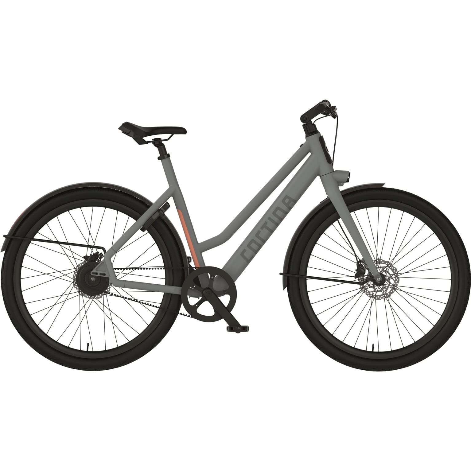Cortina E-Lett Damesfiets 50 cm Squirrel Grey Matt DB Achterwielmotor