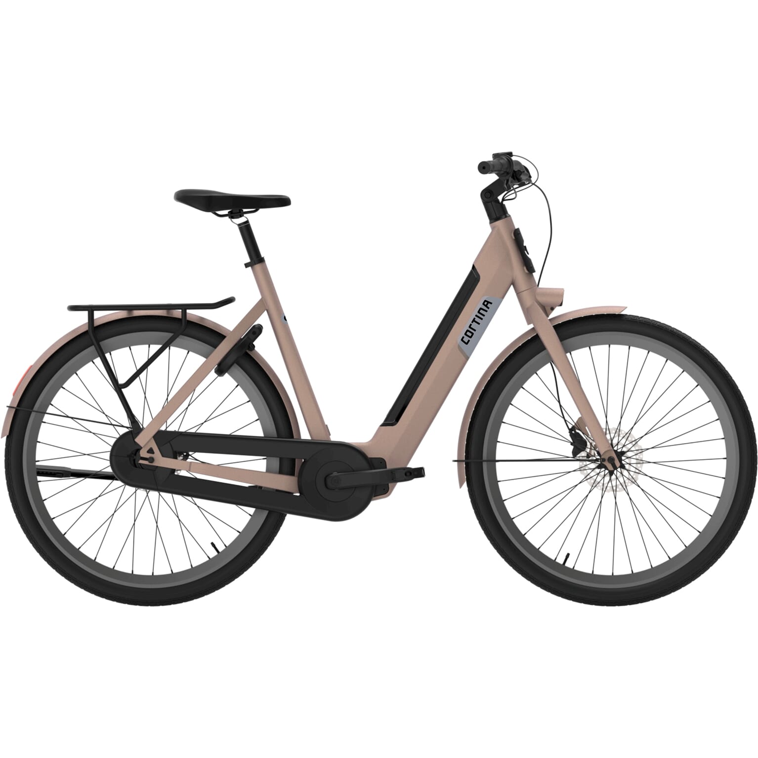 Cortina E-Nite Damesfiets 50 cm Pink Champagne Matt DB7 Sportdrive Middenmotor
