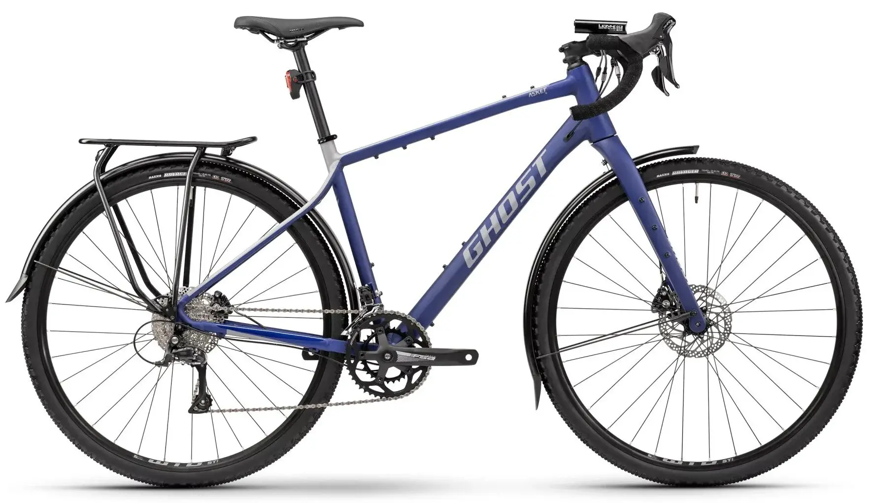 Ghost Asket EQ Gravelbike met bagagedrager en spatborden Blauw S