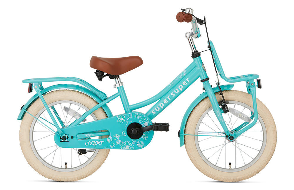 Supersuper Cooper 16 Inch 2024 Meisjes Kinderfiets Turquoise