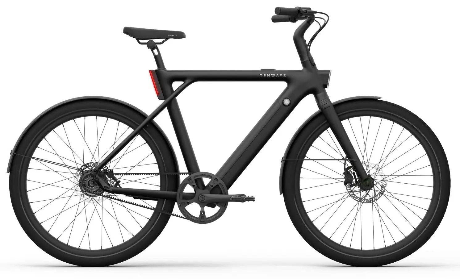 Tenways CGO009 Elektrische Stadsfiets Riemaandrijving Zwart